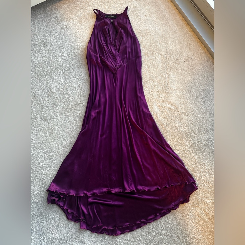 Vintage Gianni Versace Violet Silk Midi Dress